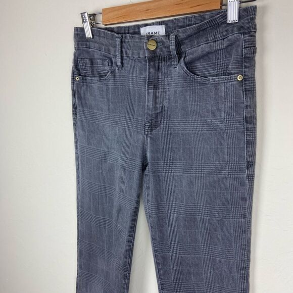 Frame Le Crop Mini Boot Jeans - Washed Gray Plaid - Picture 3 of 8